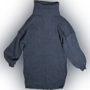 Gray Ribbed Knit Sweater